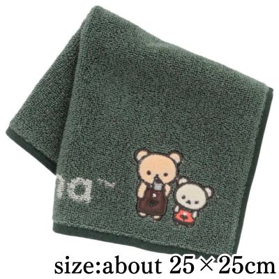 [Green] Rilakkuma Towel Handkerchiefs: Rilakkuma and Korilakkuma