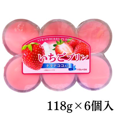 Strawberry pudding with nata de coco, 6 pieces [Best before: 2027/03/08]