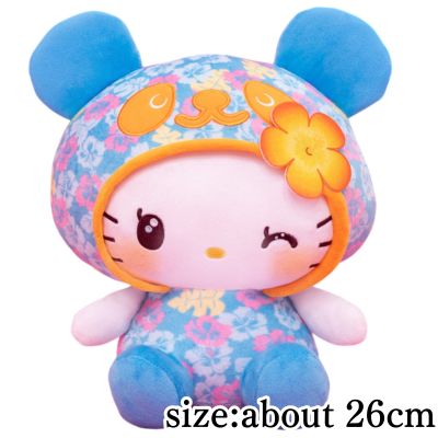 [Blue] Panda Hello Kitty Hibiscus BIG Plush Toy