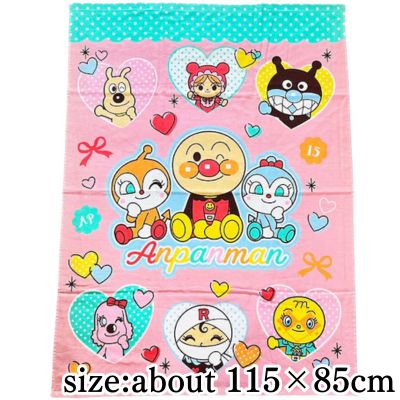 [Pink] Anpanman Gauze Towel Blanket (Heart)