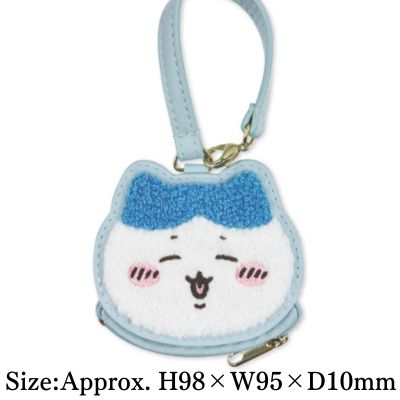  [Hachiware] Chiikawa Face-Design Chenille-Stitch Mini Pouch