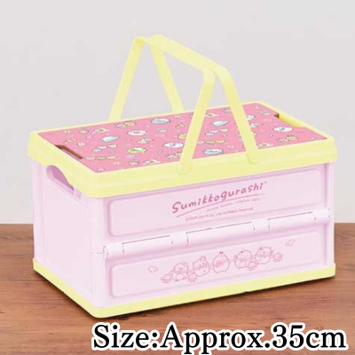 【Pink】Sumikko Gurashi Angel Ebi-Ten Folding Basket with Lid