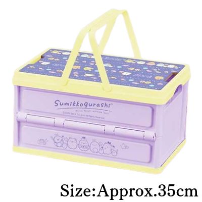 【Purple】Sumikko Gurashi Angel Ebi-Ten Folding Basket with Lid