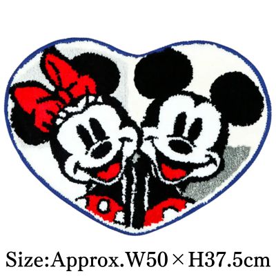 【Heart】Mickey Mouse & Minnie Mouse Friends Die-Cut Tufted Mat