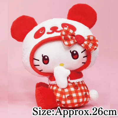【Red】Panda Hello Kitty Apple Gingham BIG Plush