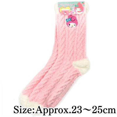 [My Melody Cute] Sanrio Knitted-Style Faux-Fur Socks